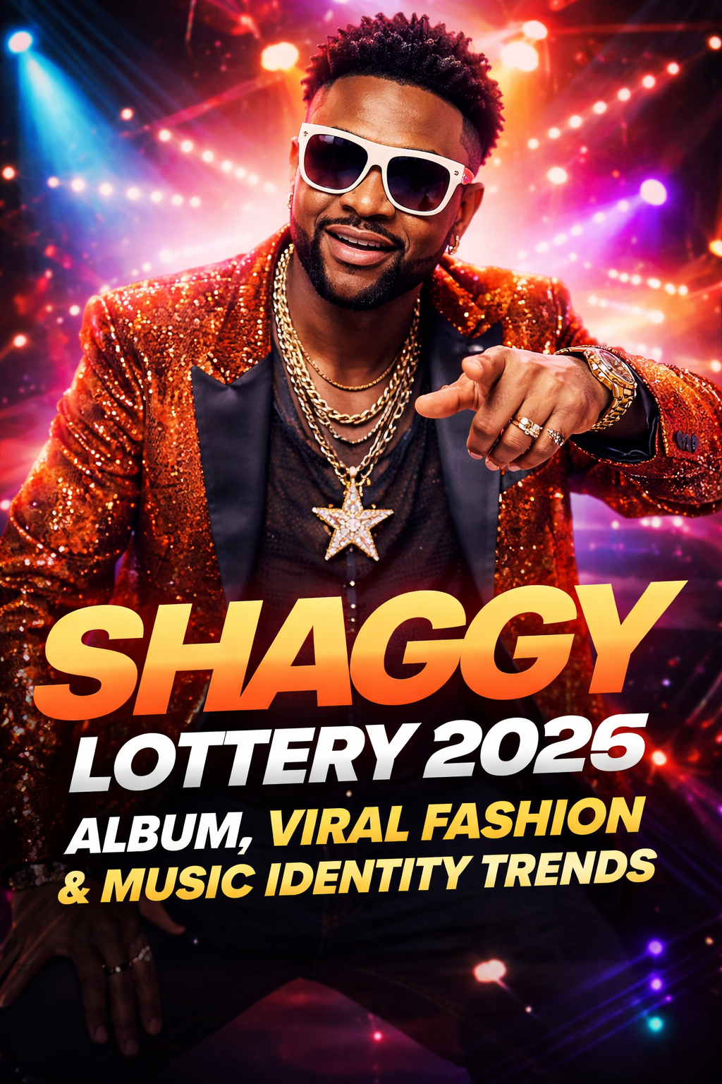 Shaggy performing with style aesthetic 2026