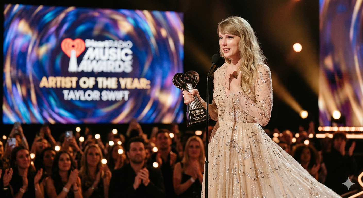 Taylor Swift performing at iHeartRadio 2026