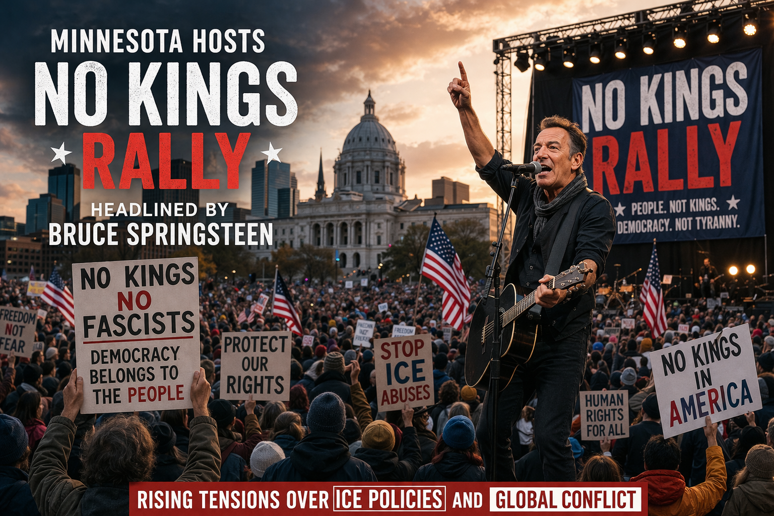 No Kings Rally Minnesota Springsteen ICE Protest 2026