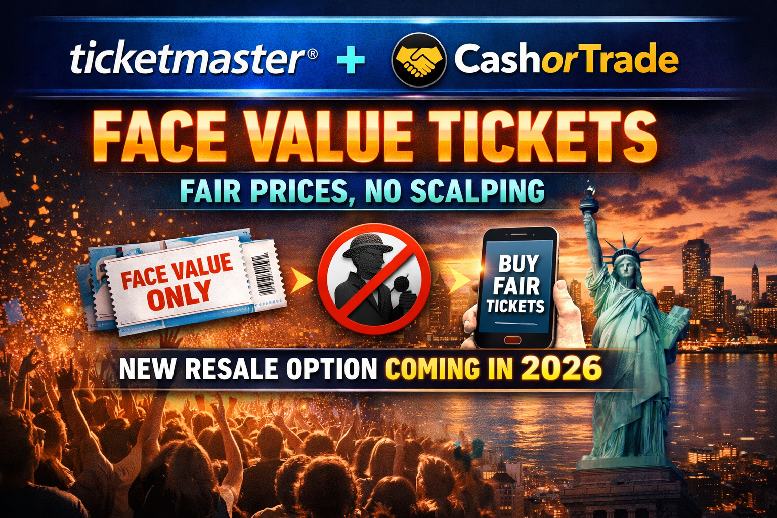 Ticketmaster CashorTrade Face Value Ticketing 2026