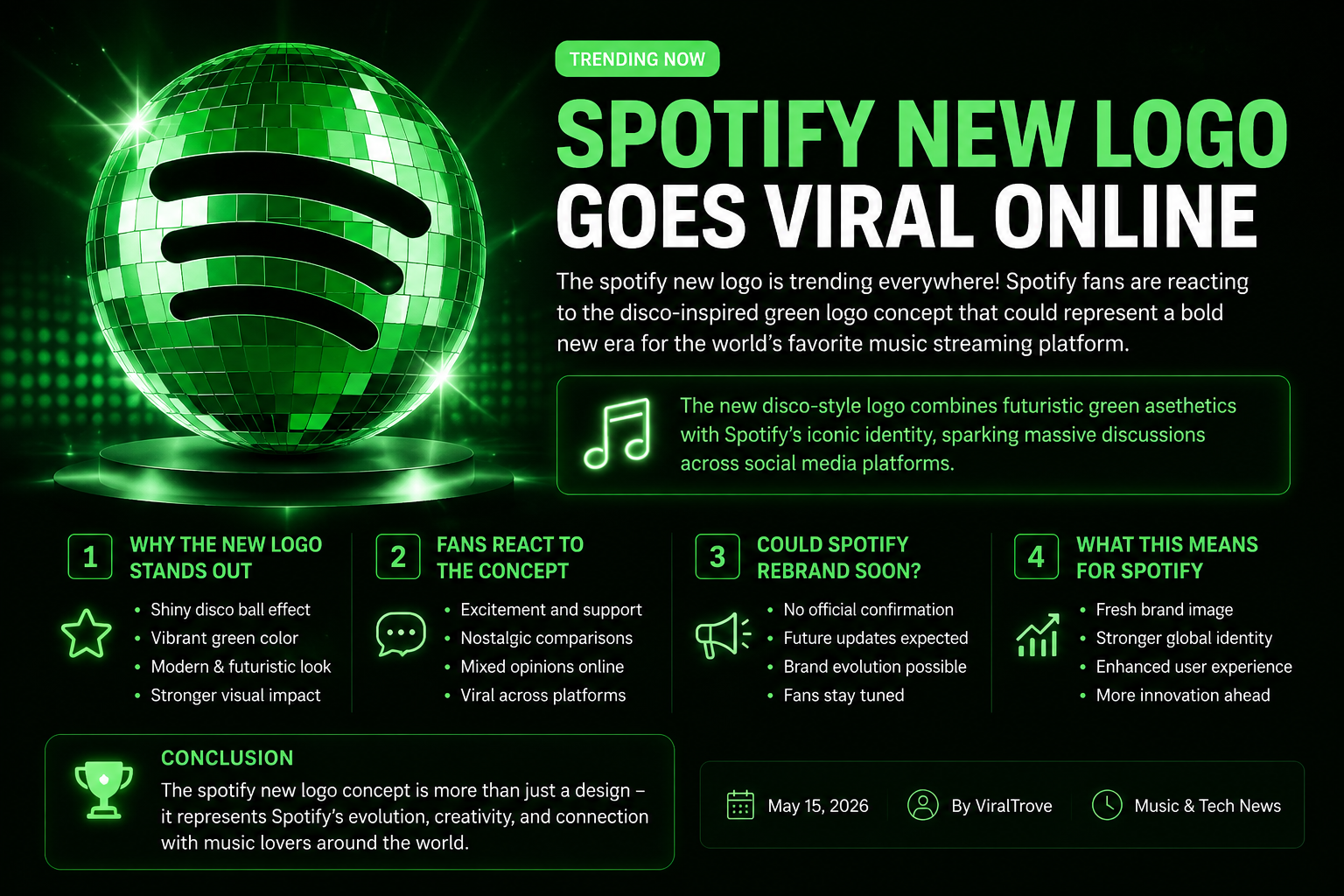 Spotify new logo redesign concept with green modern branding