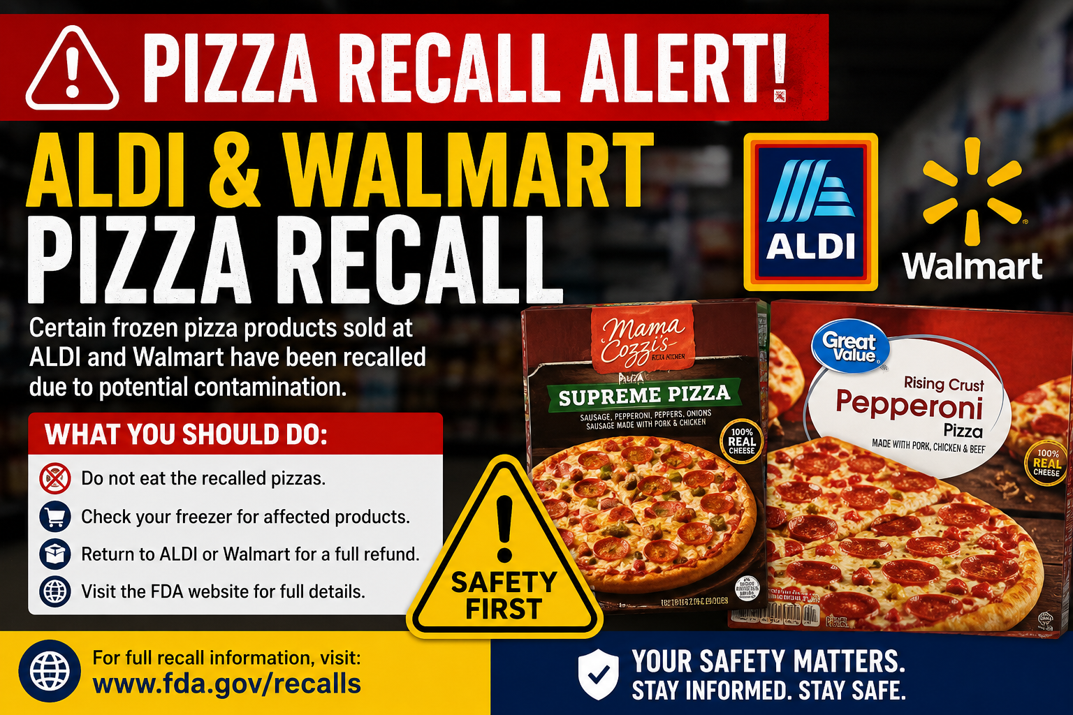 Frozen pizza recall ALDI Walmart affected products food safety alert