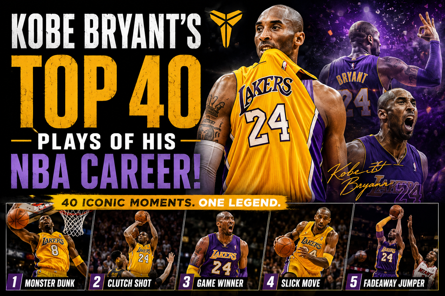 Kobe Bryant top plays NBA career legendary basketball highlights