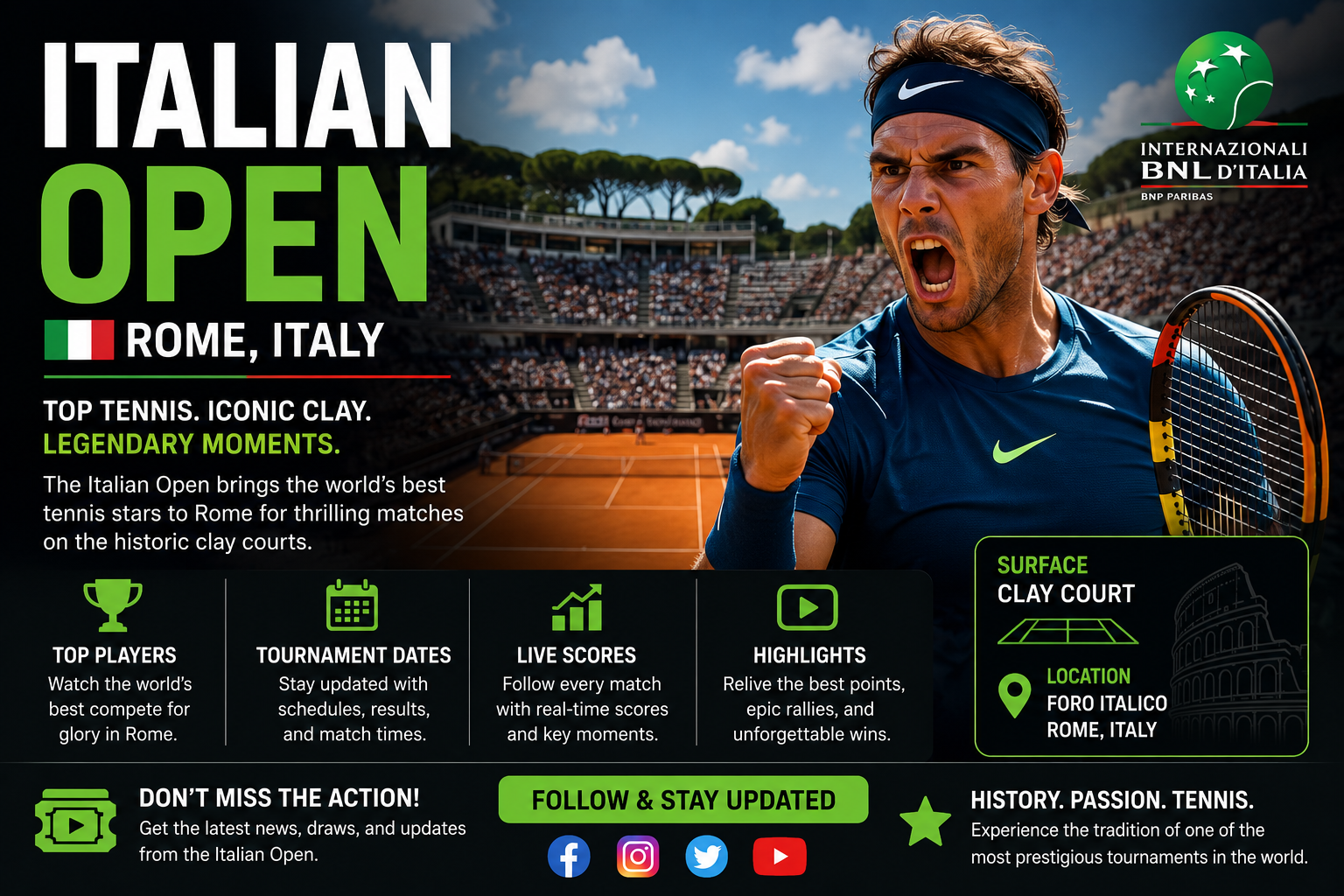 Italian Open tennis tournament highlights and player updates