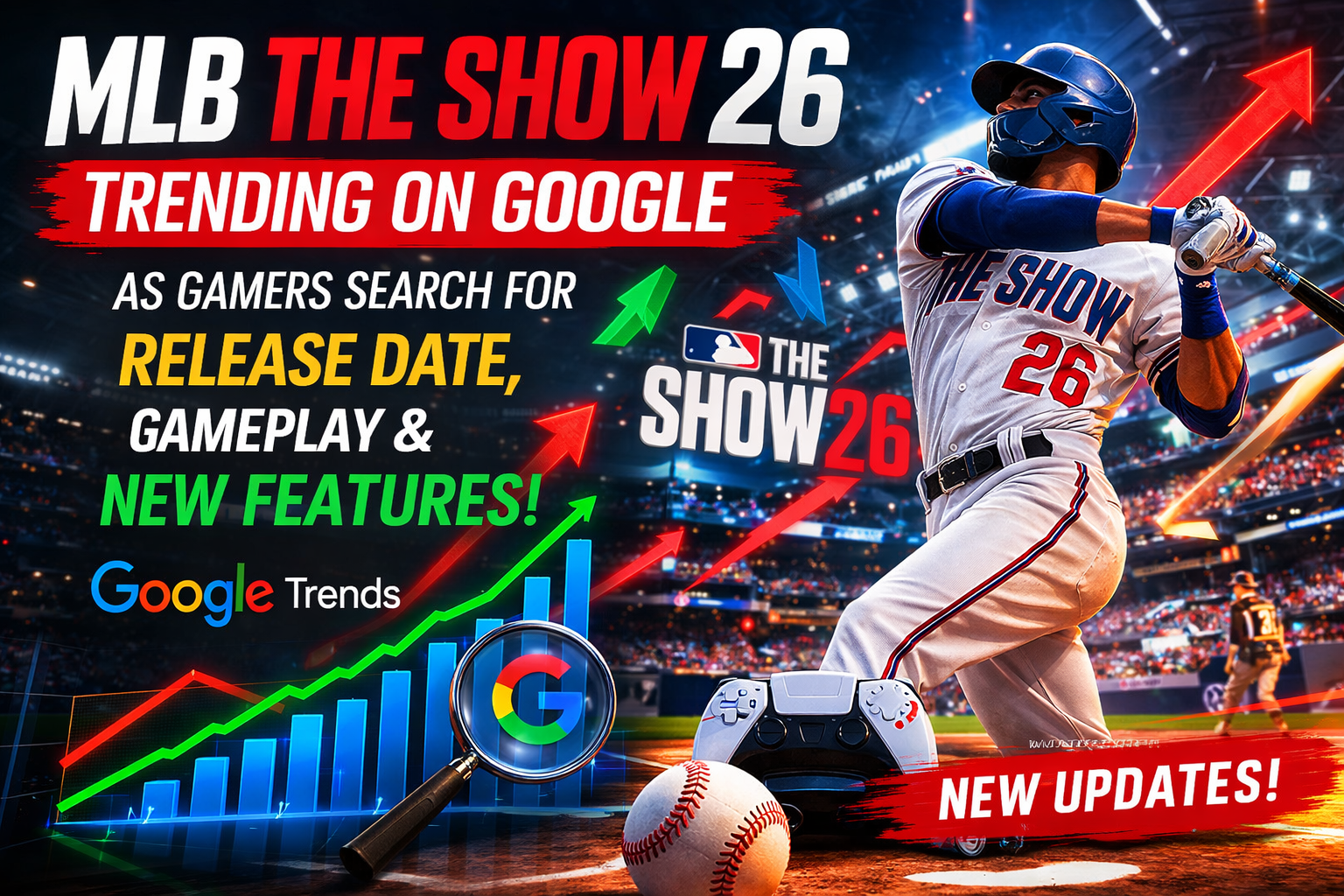 MLB The Show 26 baseball video game gameplay stadium sports gaming trending search