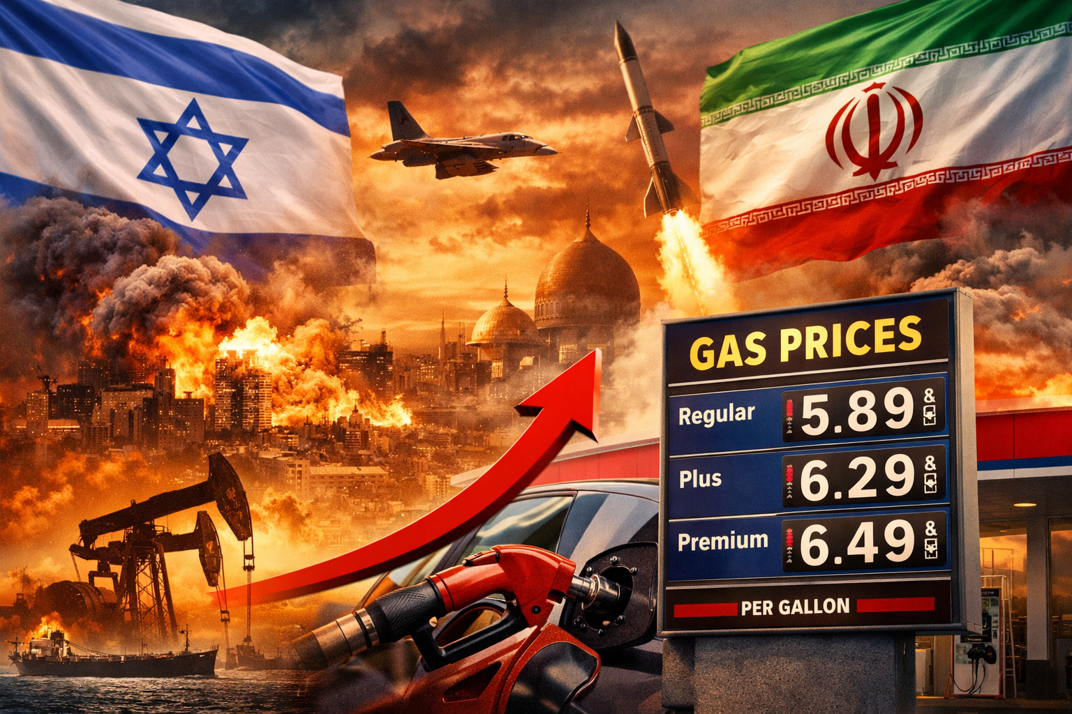 Israel Iran conflict gas prices USA oil market news 2026 fuel increase trend