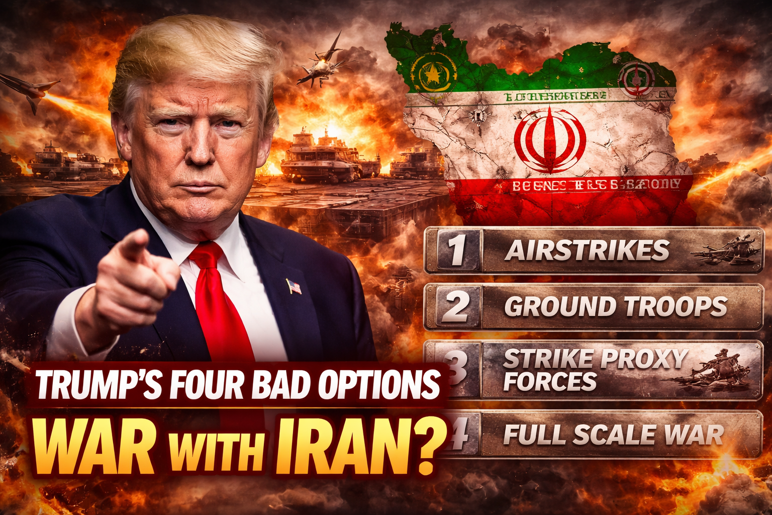 Trump four bad options Iran war 2026 trends