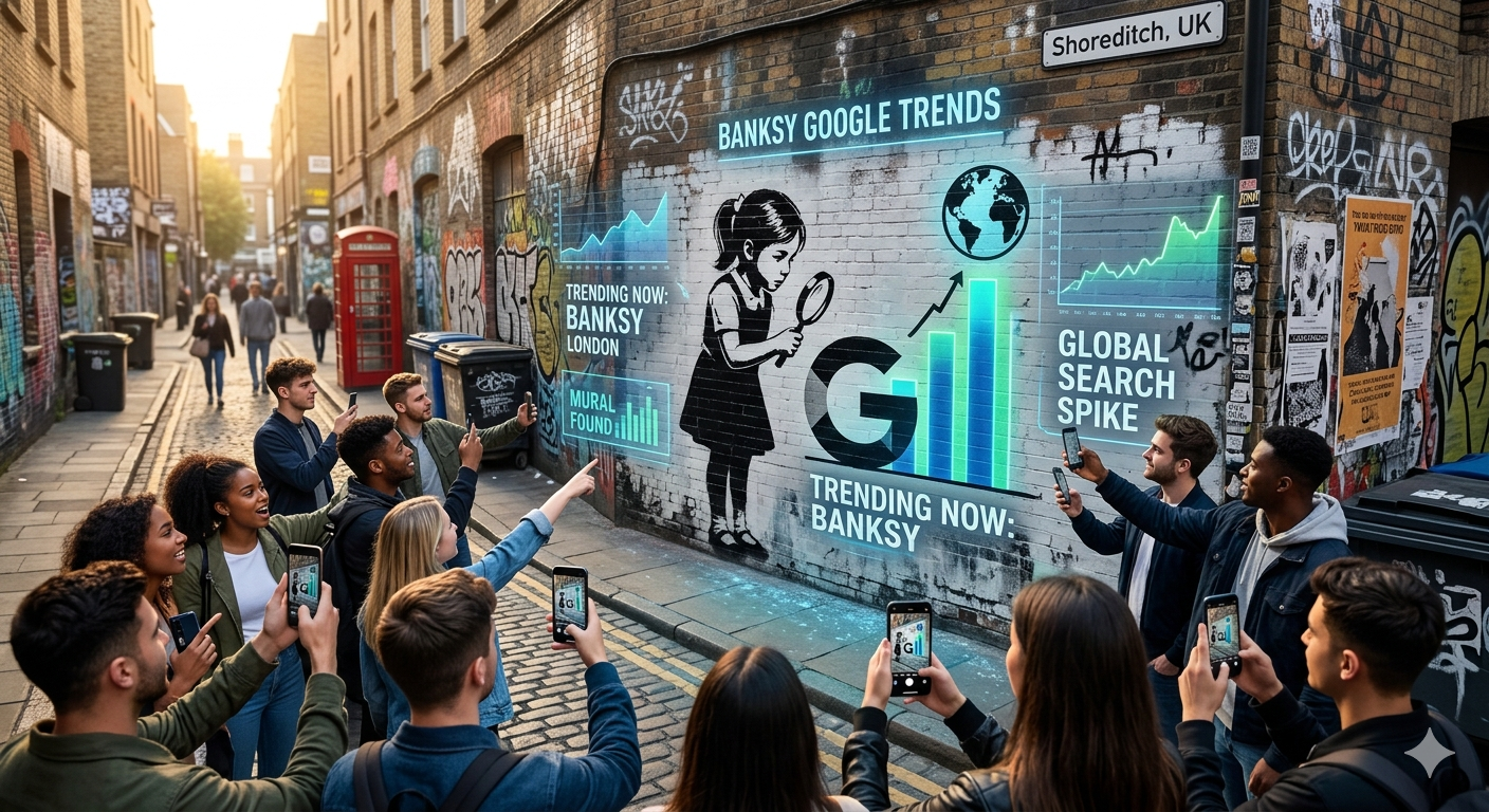 banksy street art mural graffiti political art anonymous artist trending google searches