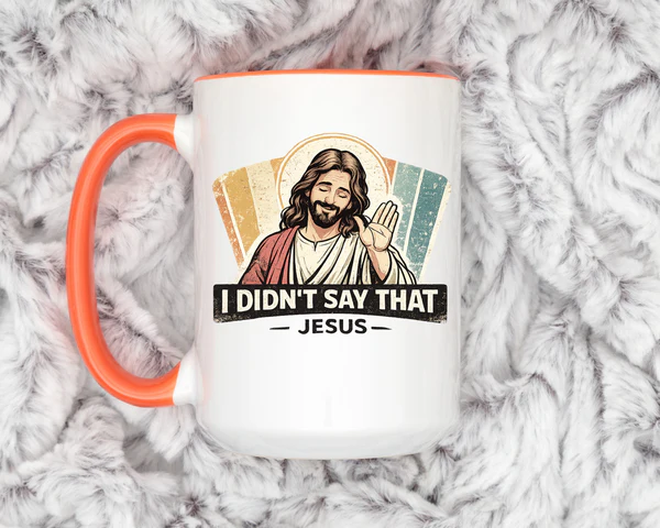 Faith-based coffee cup on a work desk serving as daily inspiration and conversation starter