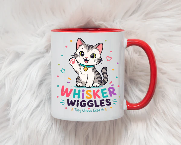 Cute Cat Lover Mug shown with coffee and cozy setting as gift idea